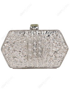 กระเป๋าคลัทช์ทรงเรขาคณิตประดับมุกพร้อมฝังหินหลากสีและแผงโลหะตกแต่ง กระเป๋าออกงานดีไซน์เนอร์สำหรับขายส่งแบบ OEM - Product Image 4