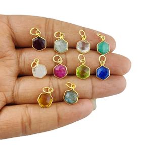 Labradorite 10mm Lunette Pendentif Or Vermeil Argent Sterling Forme Hexagone pour la Fabrication de Bijoux Boucles d'Oreilles Vente en Gros Cadeau Parfait - Product Image 6