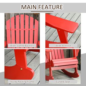 Sedia Adirondack Classica Rustica Rossa con Braccioli Ergonomici, Design in Legno a Doghe e Schienale a Ventaglio per Patio e Balconi - Product Image 6