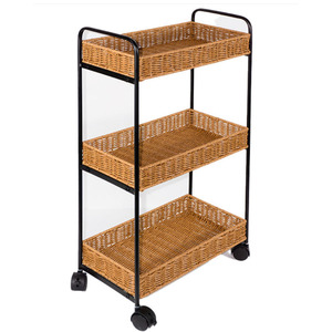 Carrito de Servicio Rodante de Ratán de 3 Niveles - Product Image 1