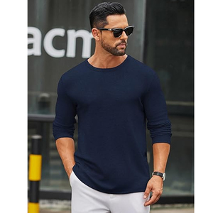 Camiseta Básica de Manga Larga de Algodón para Hombre, Cuello Redondo, Personalizable con Logotipo, Marca Privada, Fabricante OEM ODM - Product Image 3