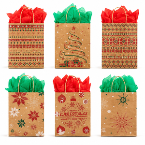 Custom Christmas Kraft Paper <b>Gift</b> <b>Bags</b> with Handles Printed Holiday Shopping <b>Bags</b> for Retail Packaging Wholesale - Product Image 5