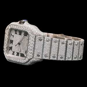 Round Moissanite Diamond Unique <b>Mechanical</b> <b>Watch</b> Luxury Antique Style with 41mm Dial ETA Movement - Product Image 2