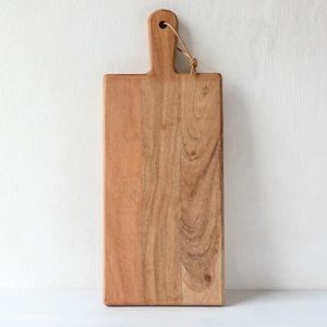 เขียงไม้ทรงสี่เหลี่ยมผืนผ้าพร้อมด้ามจับแบบสองด้านสำหรับหั่นอาหารในครัว - Product Image 1