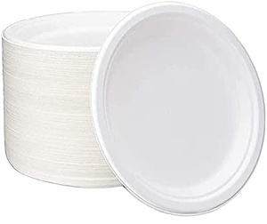 Vajilla Ecológica y Duradera para la Escuela, Platos de Bagazo de 9 Pulgadas, Diseño Redondo, Libres de BPA, Aptos para Microondas, Biodegradables - Product Image 2