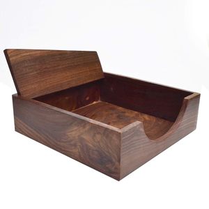 Boîte à mouchoirs et porte-serviettes en bois de style américain avec motif de feuilles, rangement multifonctionnel pour la maison, l'hôtel, la cuisine - Product Image 2