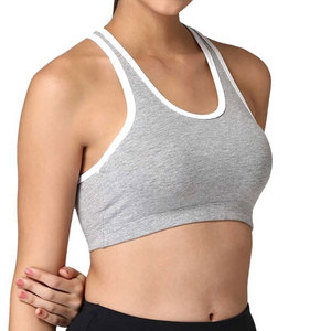 Racerback High Support Sport Bra Quick Dry Moisture Wicking Scoop <b>Neck</b> <b>Light</b> Weight Spandex/Nylon White Trim Front Breathable - Product Image 3