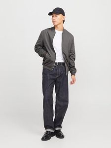 Chaqueta Bomber Gris para Hombre Trex Export, Corte Regular, Cierre de un Solo Botón, Color Sólido, Cuello Alto, Ropa Casual de Invierno - Product Image 1