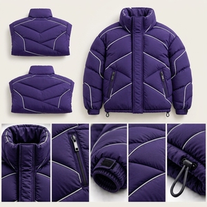 <b>Men's</b> <b>Purple</b> Color Puffer Jacket Winter Coat Stand Collar Zip Up Outdoor Streetwear Custom Private Label OEM ODM - Product Image 2