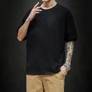 T-shirt en coton blanc pour homme, coupe classique, manches courtes, col rond, formel, lavable en machine, jersey uni teint - Product Image 5