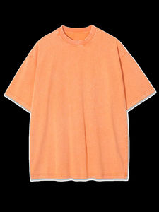 Camisetas de algodón con logo lavado al ácido, holgadas, con cuello redondo, estilo oversize, coreanas Y2K vintage, lisas, anti-bolitas, de manga corta para mujer y hombre. - Product Image 3