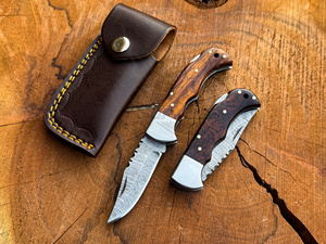 UA Supplies Hand Forged Damascus Steel 6.5-Inch Industrial Grade Folding Pocket <b>Knife</b> Clip Point Blade Wood <b>Handle</b> OEM - Product Image 1