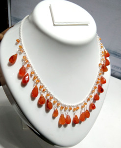 Collier bohème en pierres de cornaline naturelle, perles, argent sterling 925, fait main, bijou statement pour femme, cadeau - Product Image 5