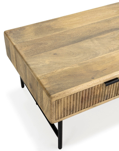 Modern <b>Solid</b> <b>Wood</b> Coffee Table With Storage Drawers Metal Frame Living Room Hotel Dining Room Furniture - Product Image 4
