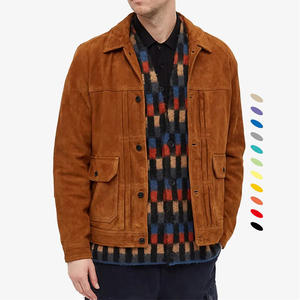 Chemise-veste en daim marron pour homme, col rabattu, style décontracté, coupe classique, simple boutonnage, poches, idéale pour l'automne - Product Image 4