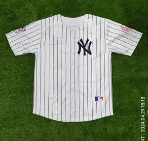 Toptan yüksek kalite moda beyzbol forması spor NY beyzbol forması oyuncu adı ve numarası ile işlemeli moda forması