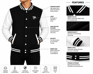 เสื้อแจ็คเก็ตวาร์ซิตี้สีเหลืองขาว Dumela สำหรับผู้ชาย สไตล์ Preppy ปักลายตัวอักษร Letterman แบบ Bomber เสื้อกันหนาวกันลม พร้อมแพทช์โลโก้ G - Product Image 5