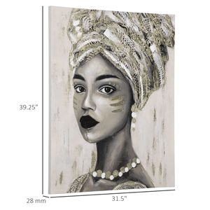 Dipinto a Mano su Tela: Donna Africana in Oro, 39,25 x 31,5 Pollici, Decorazione per la Casa, Opera d'Arte della Cultura Africana Splendidamente Realizzata - Product Image 3