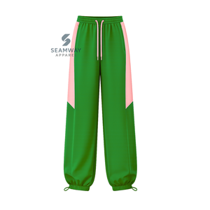 Alpha | Kapa | Alpha Nylon Windbreaker <b>Set</b> Embroidered Warm UP Jacket With <b>Matching</b> <b>Jogger</b> Green And Pink Color Block Activewear - Product Image 4