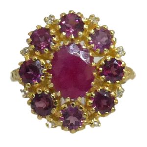 แหวนทองคำชุบ Gemvanity SR1478 ประดับทับทิมรูบี้ โรโดไลต์ และโกเมน ทรงเหลี่ยมเจียระไนแบบบริลเลียนท์ ดีไซน์คลาสสิกหรูหราสไตล์คริสเตียน เหมาะสำหรับเป็นของขวัญหมั้น - Product Image 2