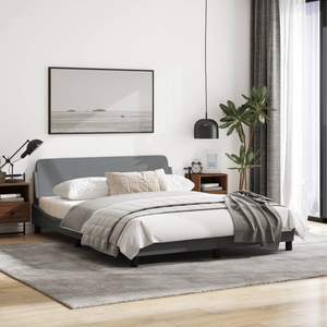 Cadre de lit rembourré gris clair - Product Image 3