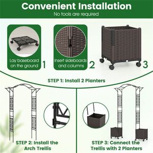 Arco da Giardino 2-in-1 Autoirrigante con Ruote Bloccabili, 8 Fioriere e Metallo Rivestito in PE per Vasi e Fioriere - Product Image 5