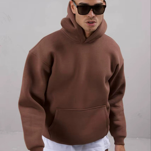 Sweat à capuche en molleton de coton orange surdimensionné pour homme, style décontracté, coupe classique, tricoté, automne - Product Image 2