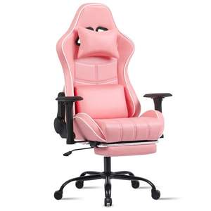 Silla de Juego Ergonómica con Reposapiés, Silla de Escritorio para Computadora Cómoda para Personas Pesadas, Silla de Oficina con Ruedas y Altura Ajustable - Product Image 1