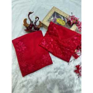 Saree de diseñador para mujer con juego de trabajo de bordado de hilo multicolor - Product Image 1