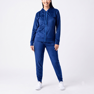 Women Fleece <b>Velour</b> Zipper Hooded <b>Tracksuit</b> Casual 100% Cotton Zip Up Elastic Waist Full Sleeve Winter Sweat <b>Tracksuit</b> Ladies - Product Image 1