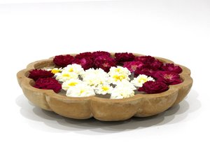 Bandeja Redonda Festoneada de Mármol y Madera de Teca, Bandeja Decorativa de Piedra Natural, Decoración de Lujo para el Hogar - Product Image 5