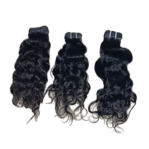 Cheveux humains vierges Remy de qualité supérieure, provenant directement d'usine indienne, pour tissage machine double trame, pointes pleines, style lisse soyeux ou ondulé, couleur teinte - Product Image 1
