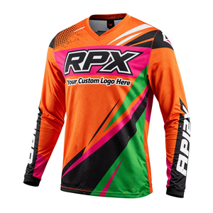 Maillot de motocross RPX orange, rose et vert à manches longues, impression par sublimation avec logo personnalisé, séchage rapide, maillot de course sur route, maillot de motocross - Product Image 3