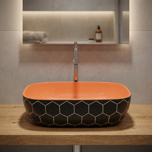 Artistic Printed Ceramic <b>Table</b> Top Wash Basin Italian Design Rectangular Countertop Bathroom Sink Bowl - Product Image 5