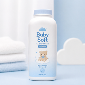 Custom Baby Powder <b>Bottle</b> Round HDPE 100g 200g 255g White Blue PP <b>Shaker</b> Cap for Talcum Body Powder Vietnam Factory - Product Image 3