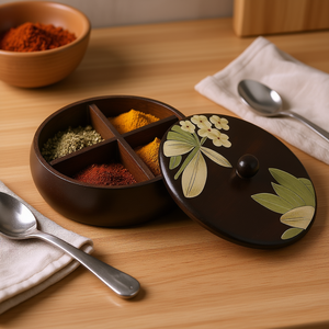 กล่องใส่โรตีไม้ทำมือคุณภาพพรีเมียม พร้อมที่จัดเก็บเครื่องเทศ สำหรับใช้ในครัวเรือน - Product Image 3