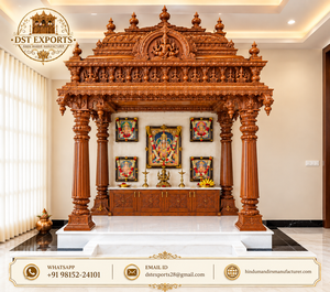 Big Size Devotional Tamilian Style Wooden <b>Mandir</b> Traditional South Indian Style Handcarved Wooden Temple Ashtalakshmi Pooja Unit - Product Image 6