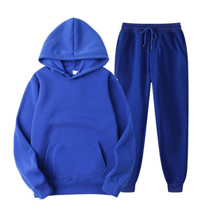 Unisex White Hooded Fleece Tracksuit <b>Set</b> 100% Cotton Casual Full Sleeve Solid Breathable Autumn Wear Regular Fit Drawstring - Product Image 2