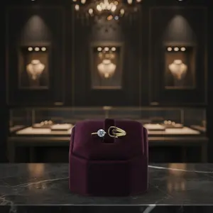 Anillo de Dedo Solitario de Oro Amarillo con Circonita Cúbica para Mujer, Joyería Única, Anillo de Oro de 22K, Diseño Geométrico Moderno, Marcado 916 - Product Image 3