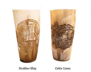 Copa Clásica Premium de Cuerno Vikingo Nórdico Tallada a Mano, Jarra de Cuerno de Buey Genuino con Tapa Ecológica y Patrón Sólido a Color - Product Image 2