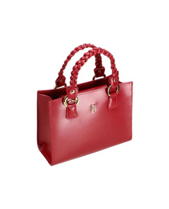 Bolso de mano negro de cuero genuino elegante de alta calidad para mujer con dos asas tejidas, venta al por mayor, logotipo de color personalizado, OEM, bandolera para chicas - Product Image 5