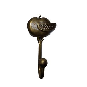 Antique Brass Wall Hook Apple Bird Design Decorative <b>Metal</b> <b>Coat</b> <b>Hanger</b> Vintage Brass Single Wall Peg - Product Image 1
