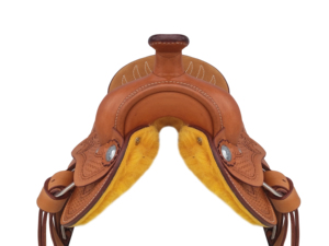 Selle Western pour enfants en cuir véritable de 8 pouces, construction 100% cuir de buffle, siège rembourré confortable, sangles d'étrier en fibre de verre - Product Image 2