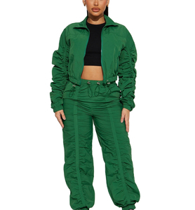 Custom Women's 100% Cotton Quick Dry High Street Style Winter Windbreaker Tracksuit Breathable Zipper Jacket <b>Pant</b> Set ONEAPEX - Product Image 1