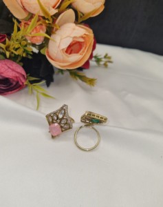 Wholesale Square Shape Kundan Gem Stone <b>Adjustable</b> <b>Ring</b> Artificial Imitation Jewellery For Women Wedding Reception Manufacturers - Product Image 1