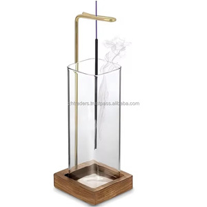 Quemador de incienso de madera Sheesham hecho a mano con tapa de vidrio artística y acabado natural para aromaterapia, yoga y espacios relajantes - Product Image 1