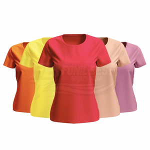 Camisetas de Mujer 100% Algodón, Casuales, de Manga Corta, Cuello en V, Transpirables, Ecológicas, de Secado Rápido, con Logotipo de Impresión Digital, Venta al Por Mayor - Product Image 1