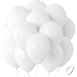 100 Pack 12 Inch <b>White</b> Latex Helium <b>Balloons</b> for Party for New Year Christmas Birthday Engagement or Bridal Events - Product Image 1
