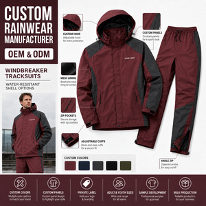 Chándal Deportivo Unisex Impermeable Ligero con Capucha, Bloques de Color, Cremallera Completa, Bolsillo Trasero con Cremallera, Ajuste Regular - Product Image 4