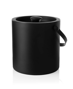 Black Metal Ice <b>Bucket</b> <b>with</b> <b>Lid</b> and Handle Modern Double Wall Beverage Cooler Tub Round - Product Image 1